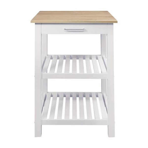 American Trail American Trails 373-01 Sunrise Kitchen Island with American Maple Top - White & Natural 373-01 - main